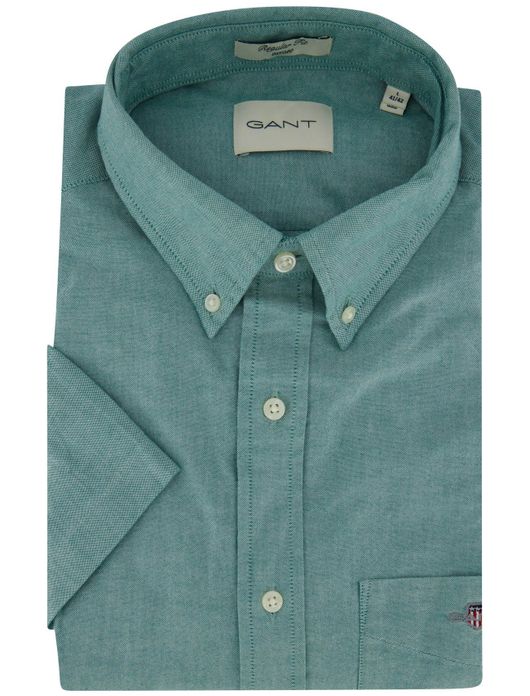 Gant overhemd korte mouw groen Regular Fit