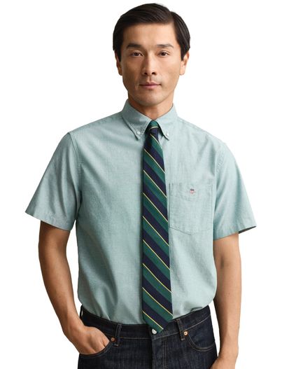 Gant Gant overhemd korte mouw groen Regular Fit