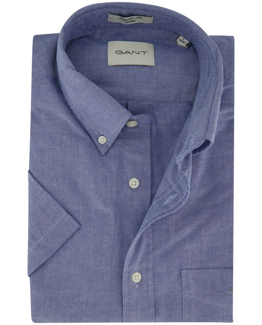 Gant overhemd korte mouw blauw Regular Fit button-down collar