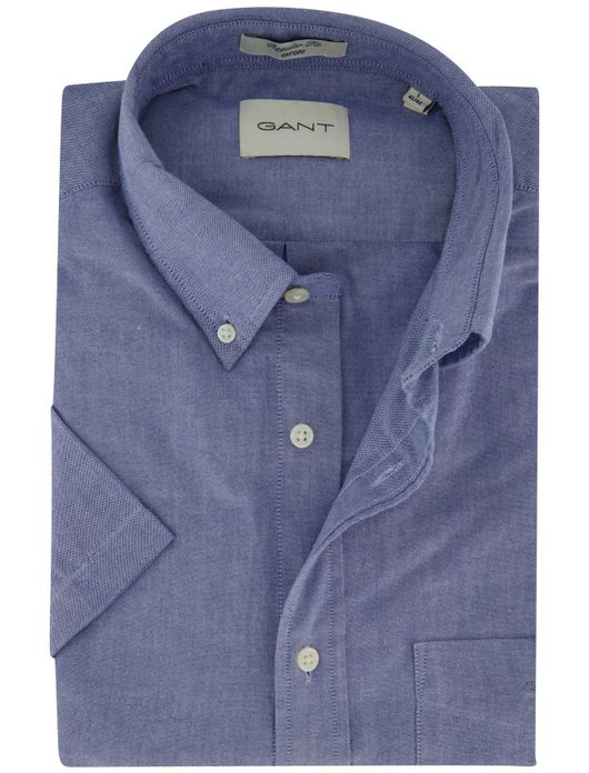 Gant overhemd korte mouw blauw Regular Fit