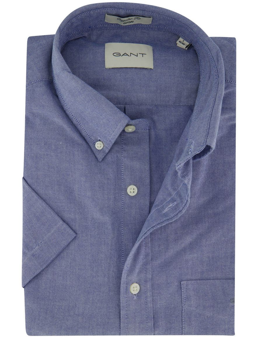 Gant overhemd korte mouw blauw Regular Fit