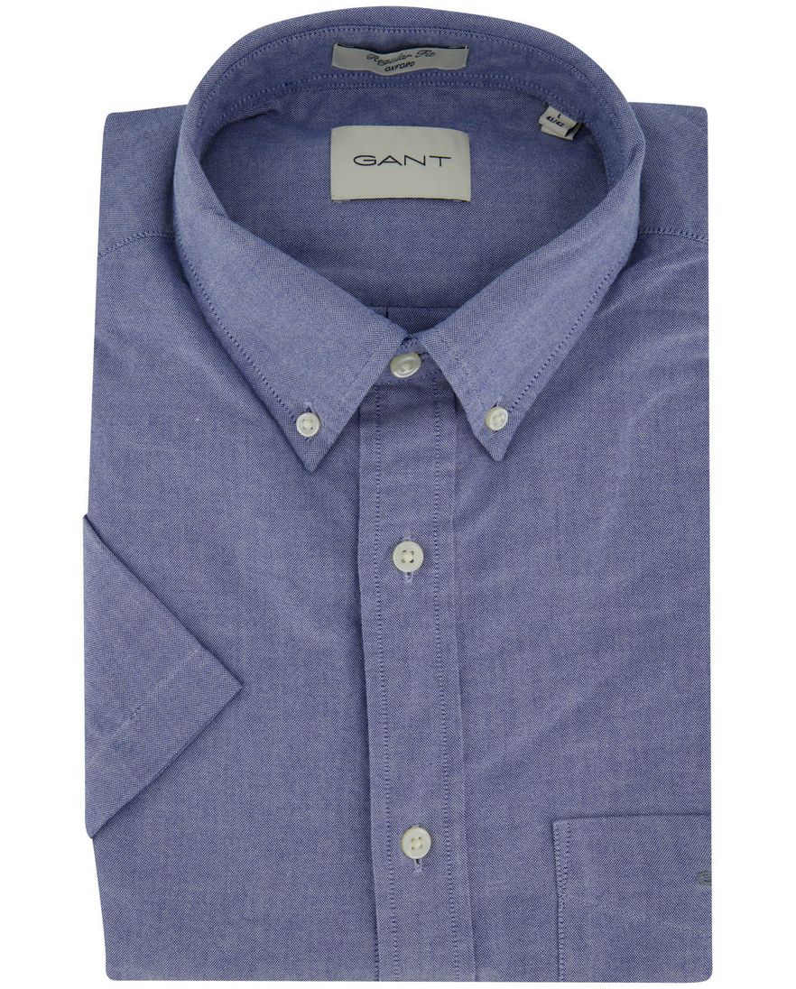 Gant overhemd korte mouw blauw Regular Fit button-down collar