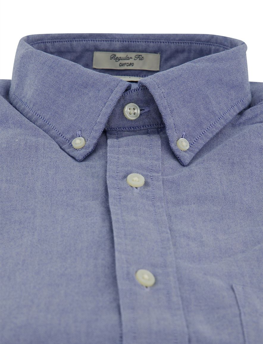 Gant overhemd korte mouw blauw Regular Fit