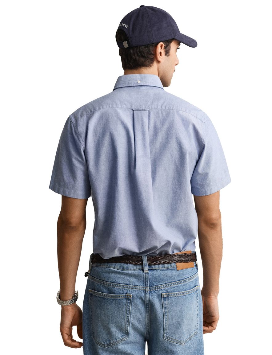 Gant overhemd korte mouw blauw Regular Fit