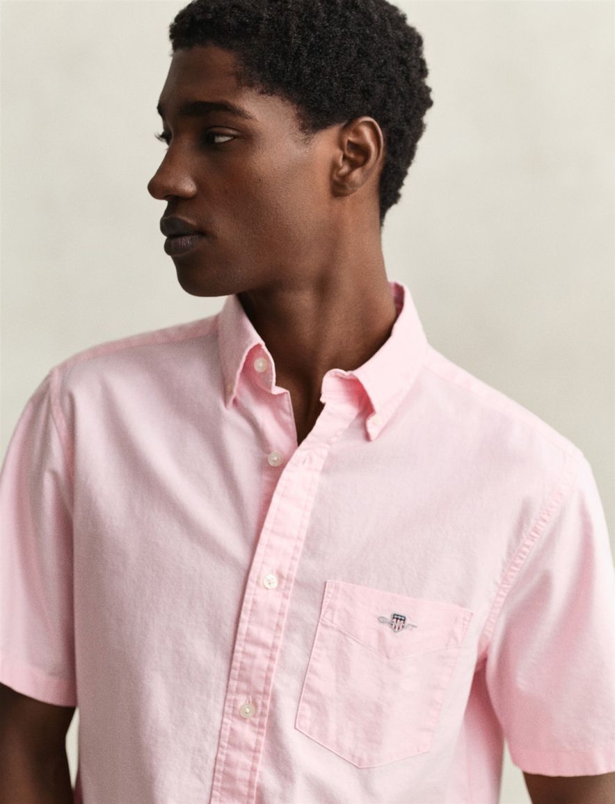Gant regular fit overhemd korte mouw roze