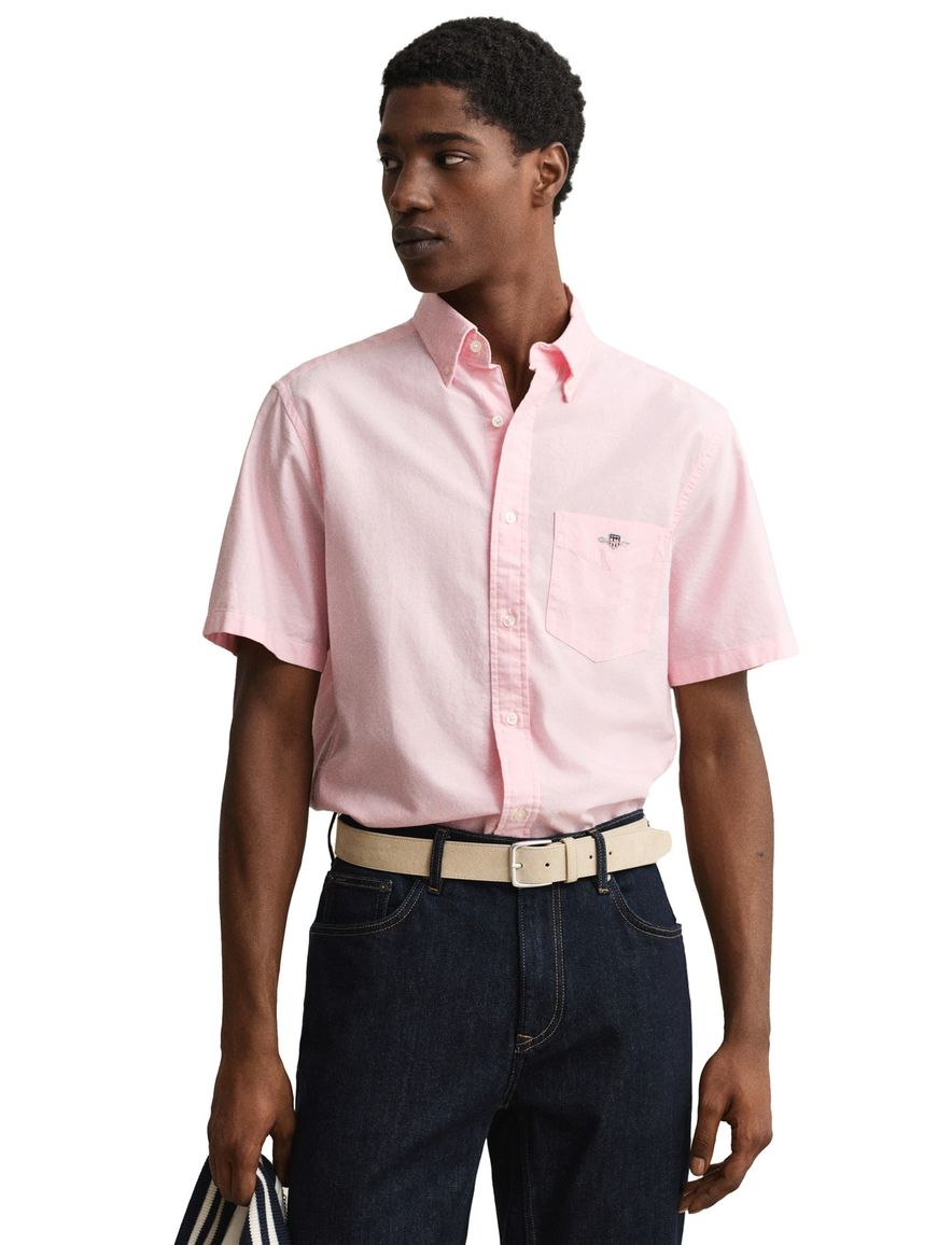 Gant regular fit overhemd korte mouw roze