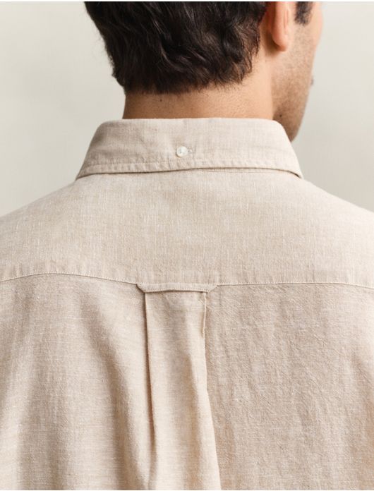 Gant overhemd beige linnen effen