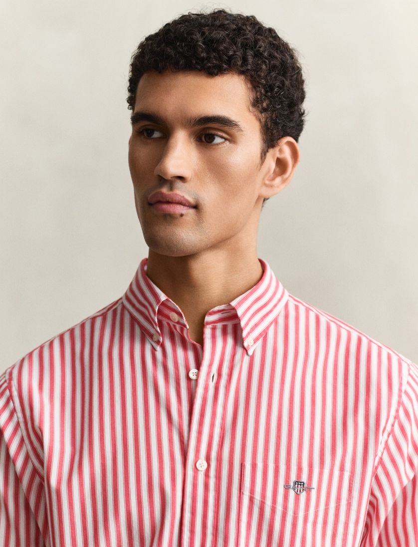 Gant overhemd rood gestreept button down