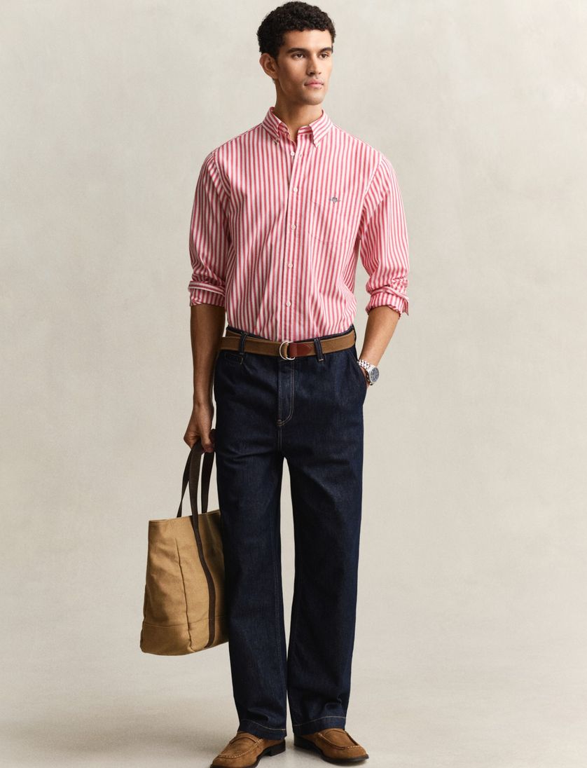 Gant overhemd rood gestreept button down