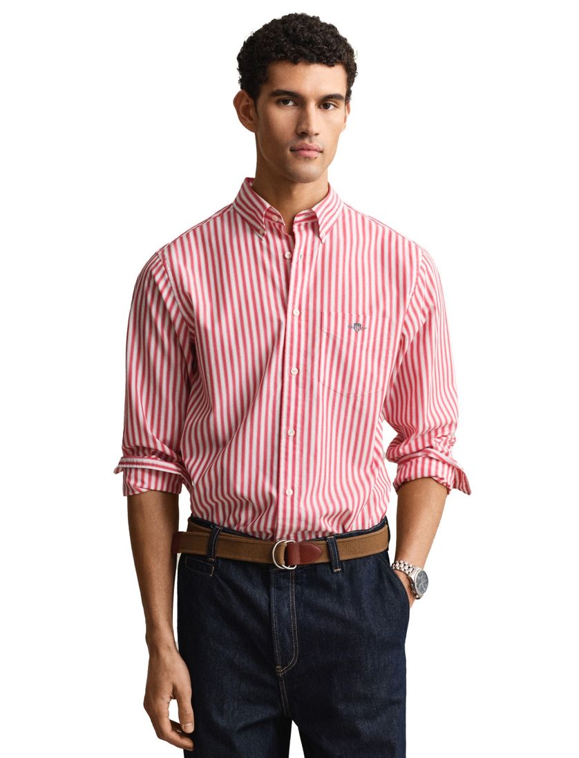 Gant overhemd rood gestreept button down