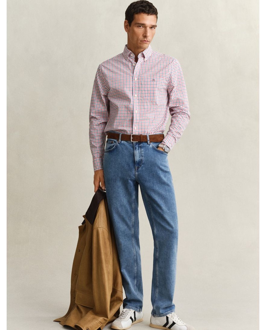 Gant overhemd rood geruit katoen