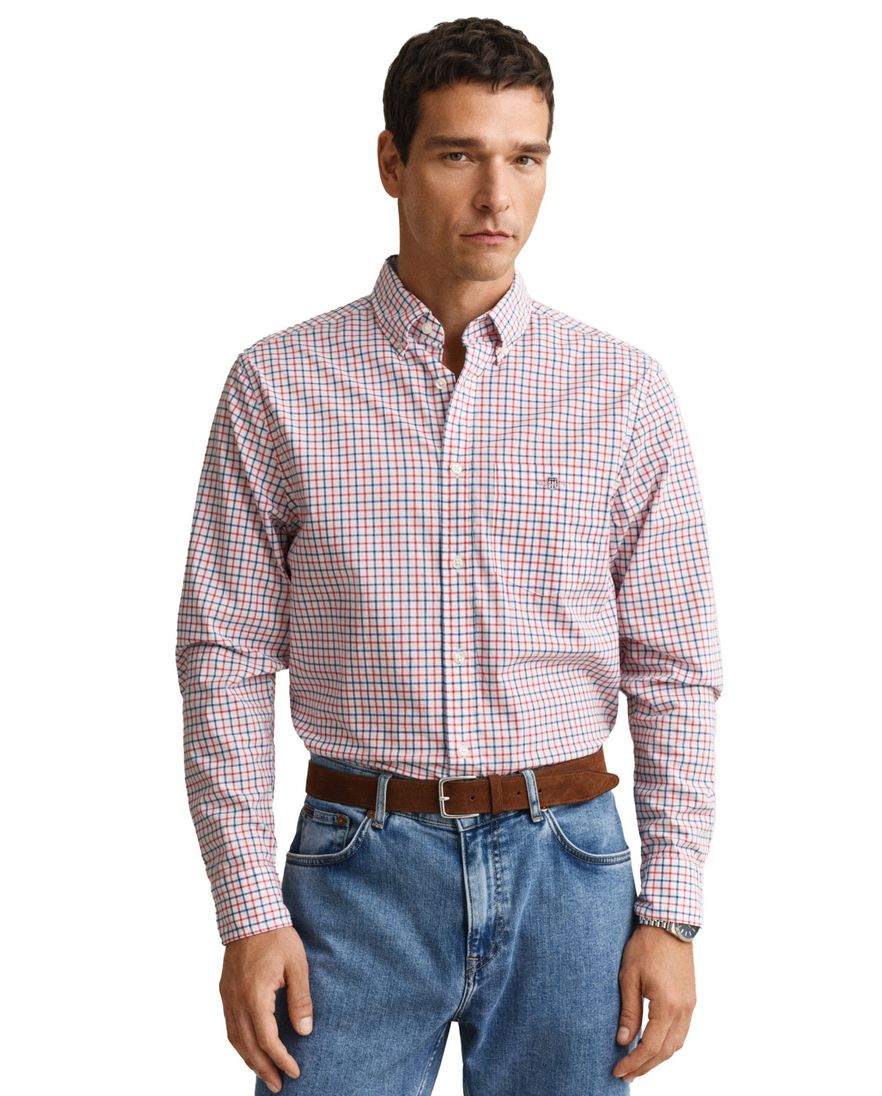 Gant overhemd rood geruit katoen