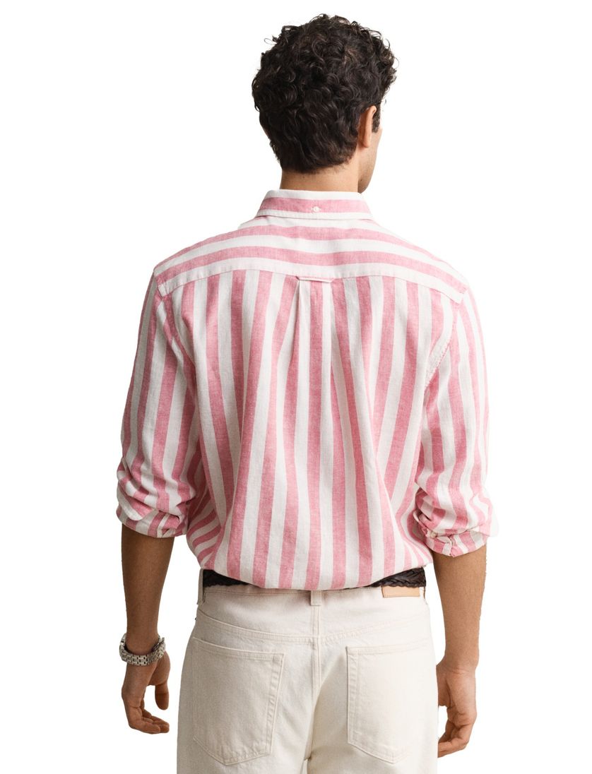 Gant overhemd streepjes roze normale fit linnen
