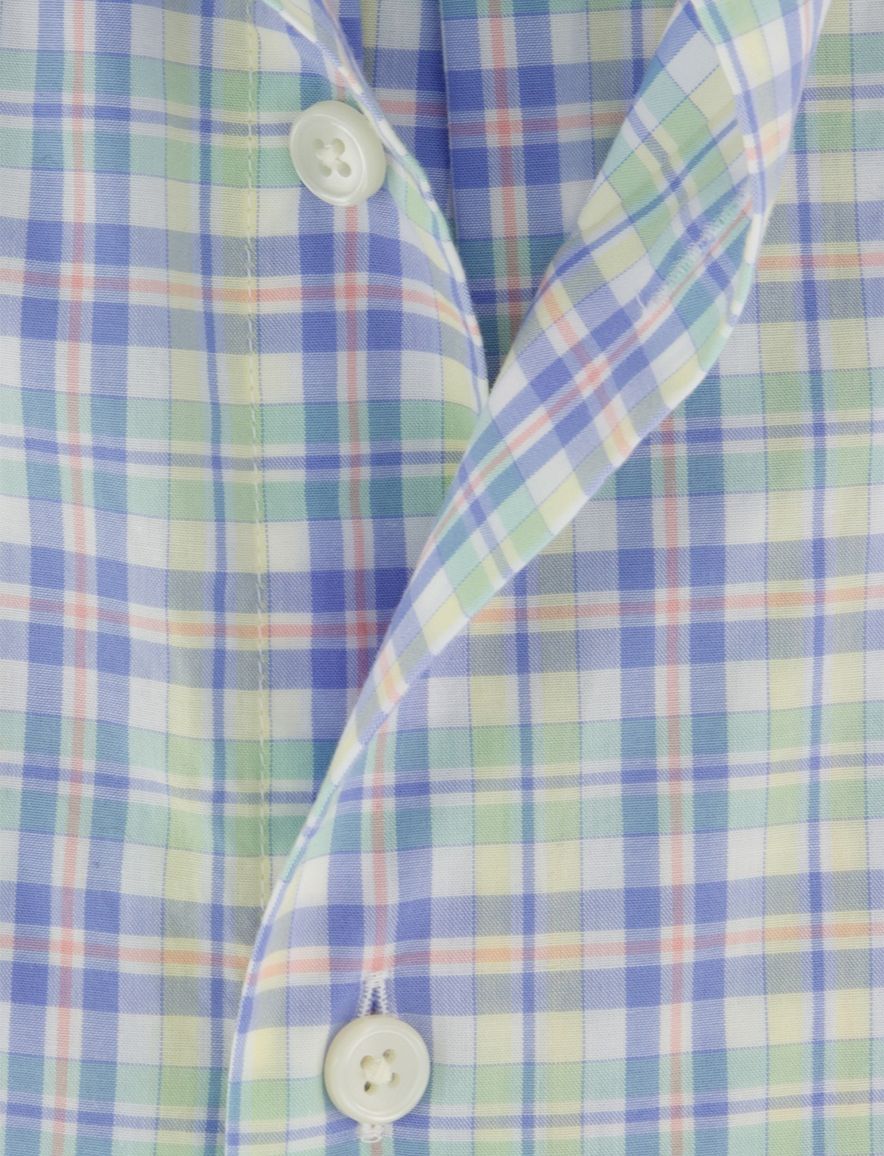 Lichtblauw geruit overhemd Gant Regular Fit korte mouw