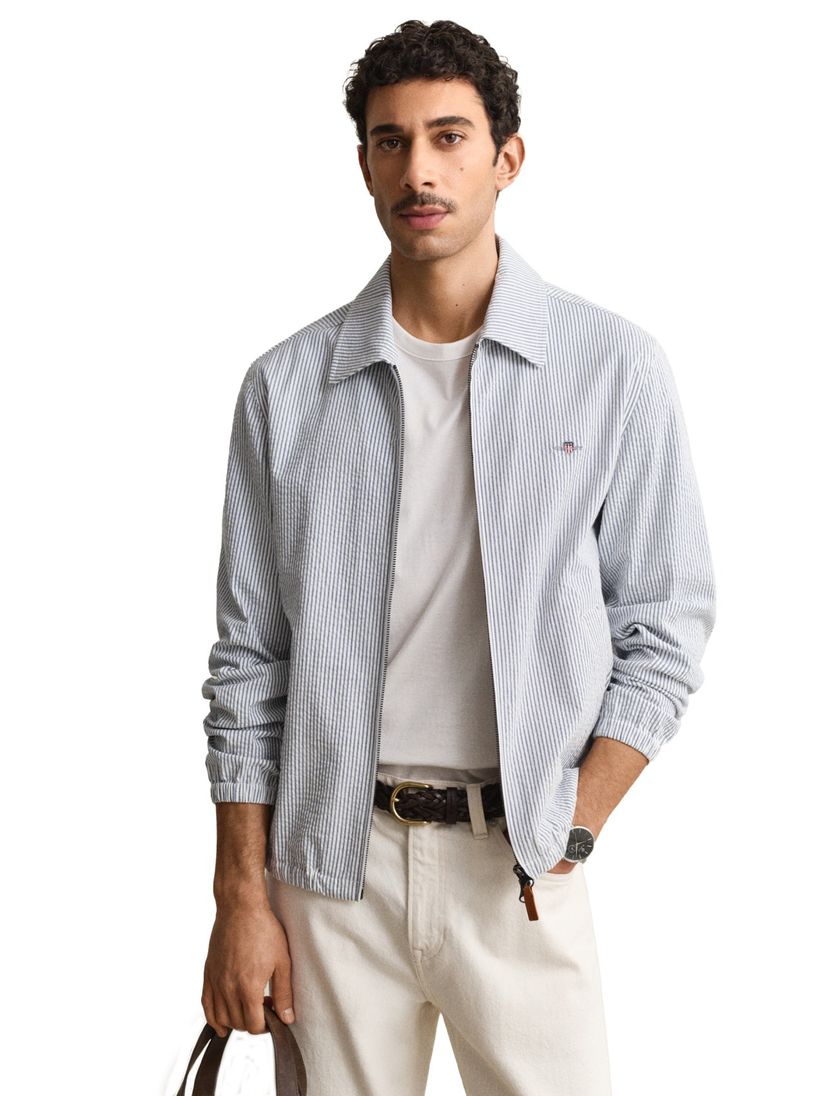 Gant vest lichtblauwe strepen katoen normale fit