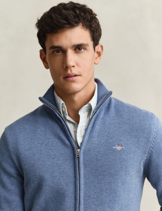 Gant vest blauw katoen normale fit