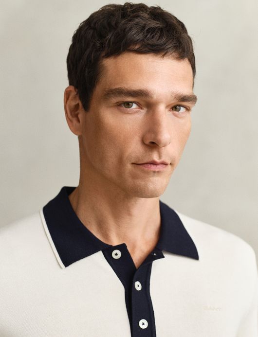 Gant polo creme 3-knoops korte mouw