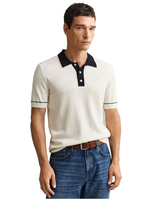 Gant polo ecru 3-knoops effen