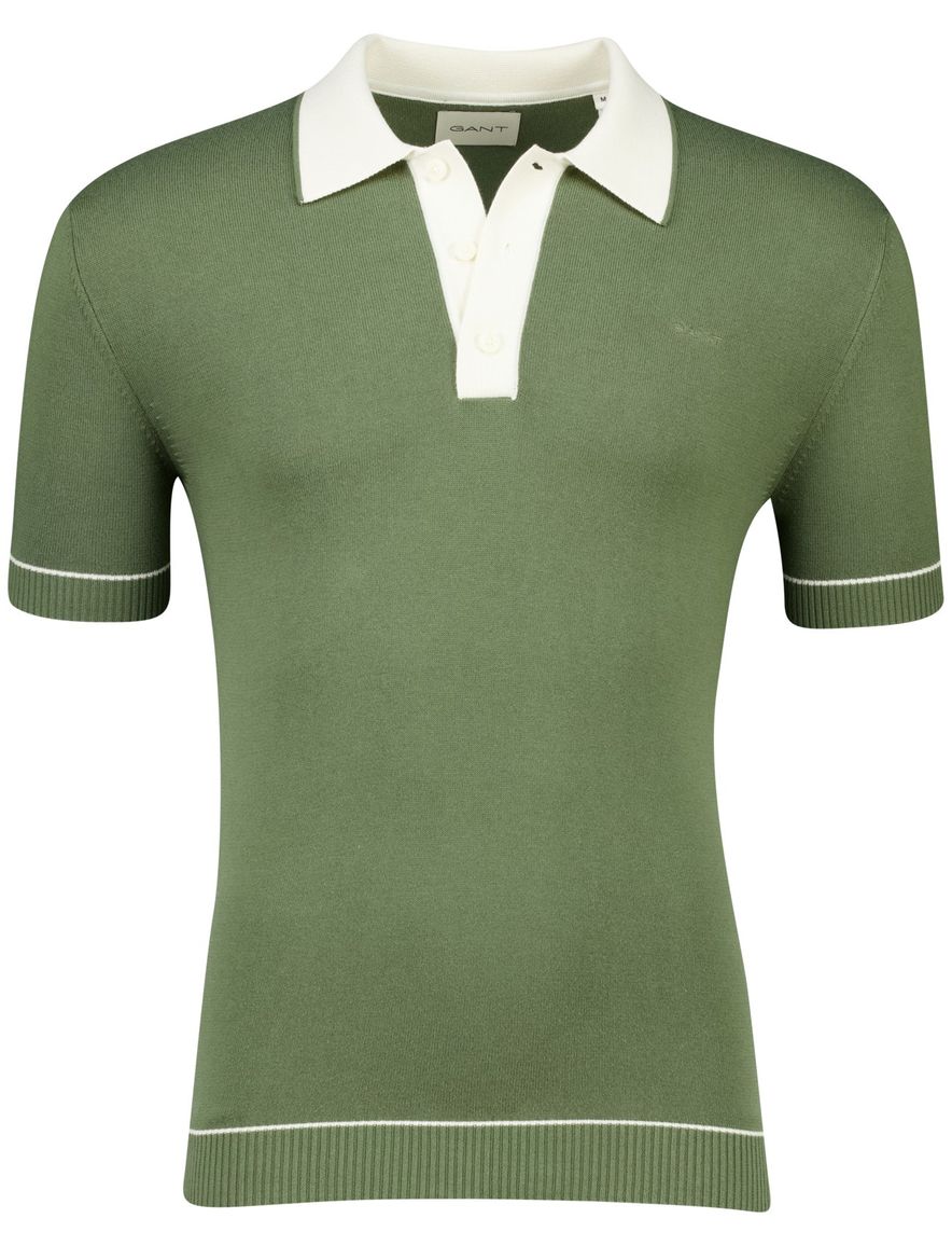 Poloshirt groen Gant witte boord modal