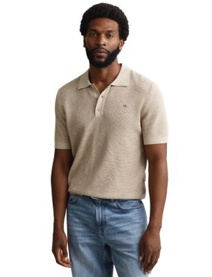 Gant Gant polo beige 3 knoops korte mouw