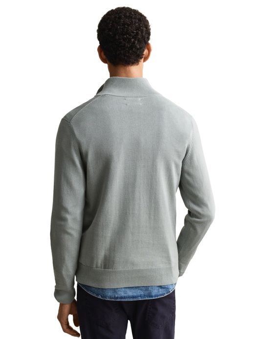 Gant trui half zip grijs katoen normale fit