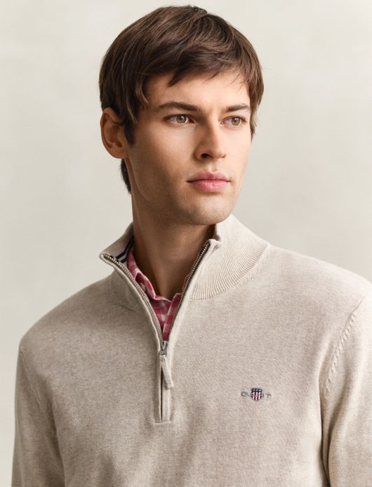 Gant trui beige half zip normale fit