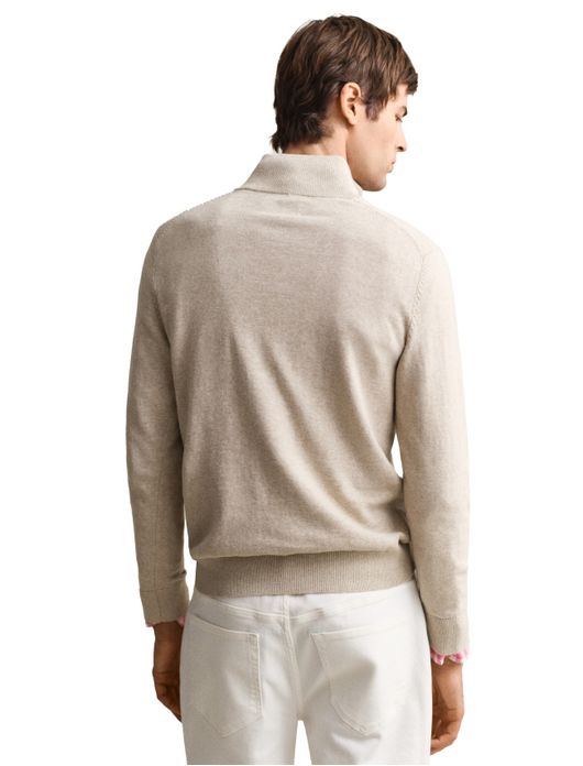 Gant trui beige gemeleerd half zip