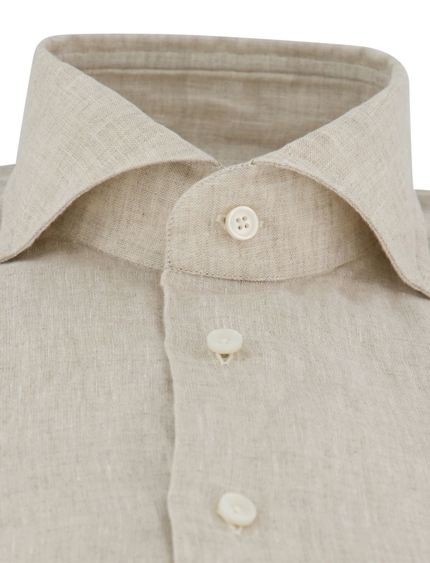 Xacus Tailor fit overhemd beige geprint cutaway boord