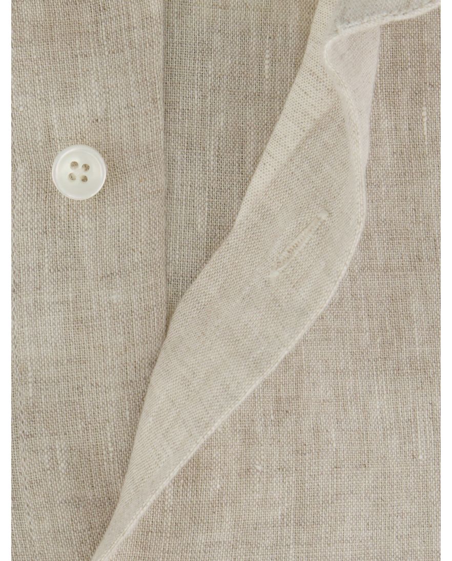 Beige geprint overhemd Xacus Tailor fit normale fit linnen