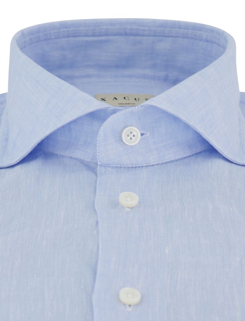 overhemd Xacus lichtblauw printje normale fit linnen