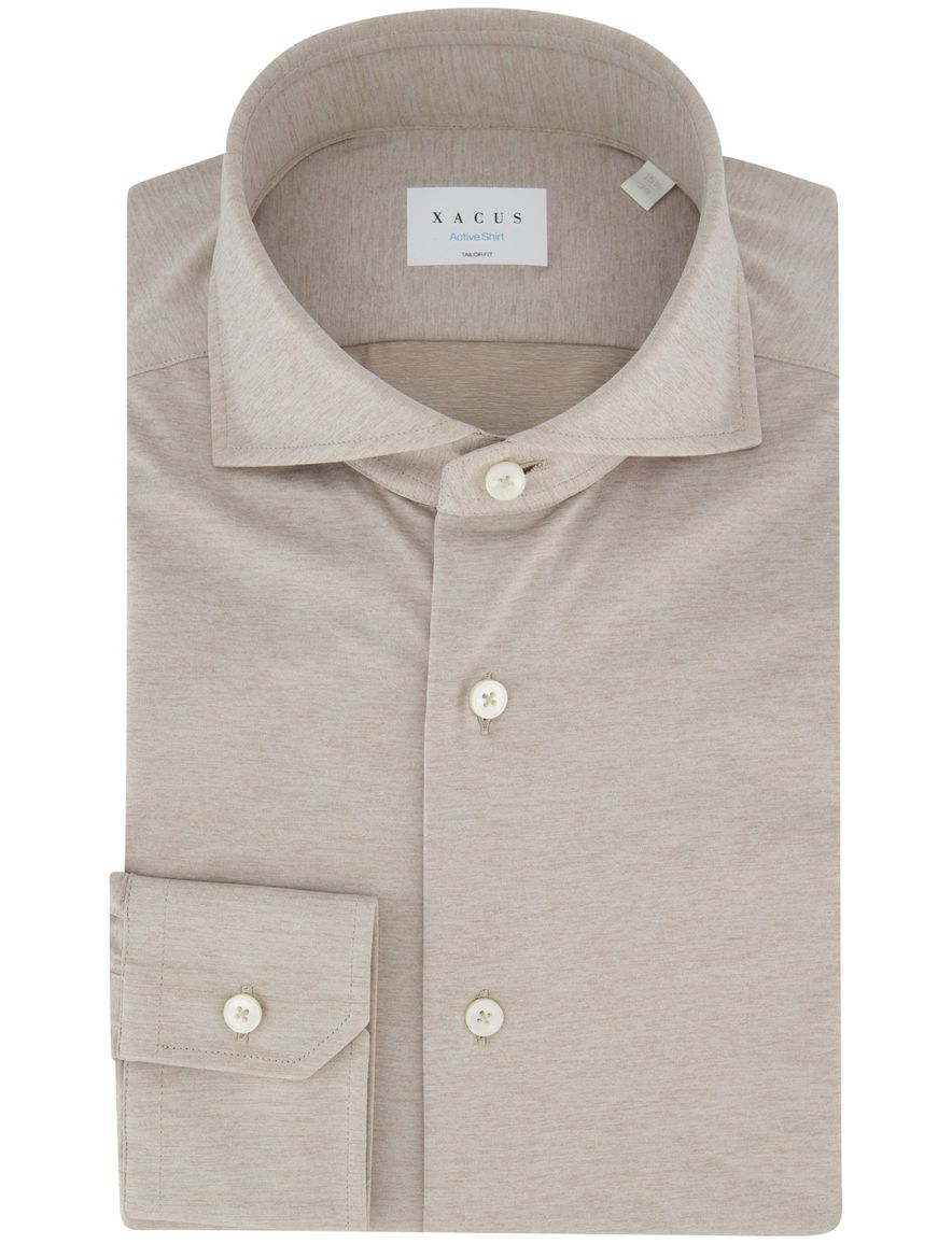 Xacus overhemd beige normale fit cutaway boord
