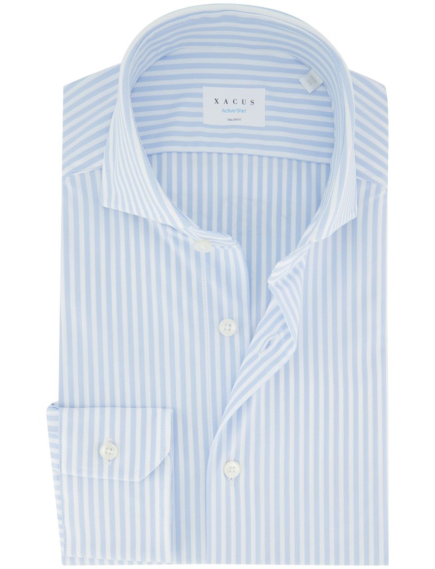 Xacus overhemd lichtblauw gestreept