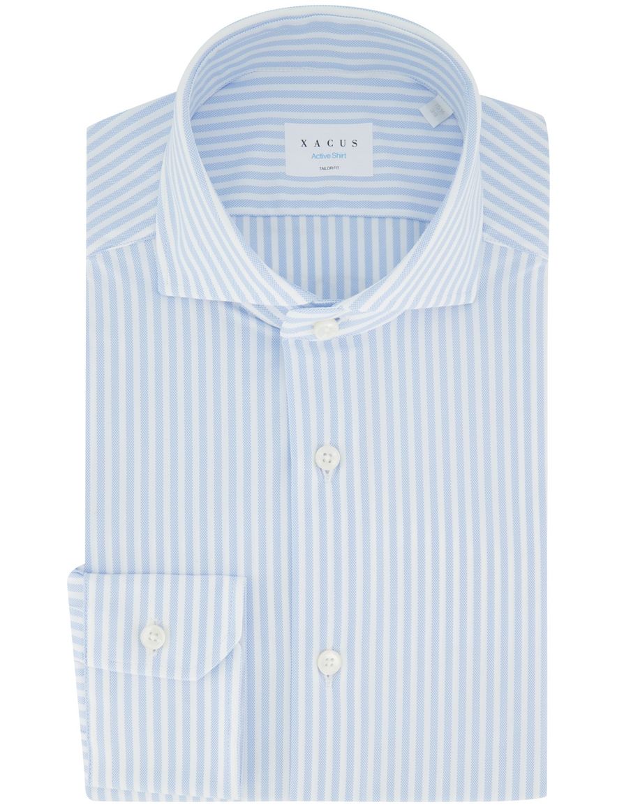 Xacus overhemd lichtblauw gestreept