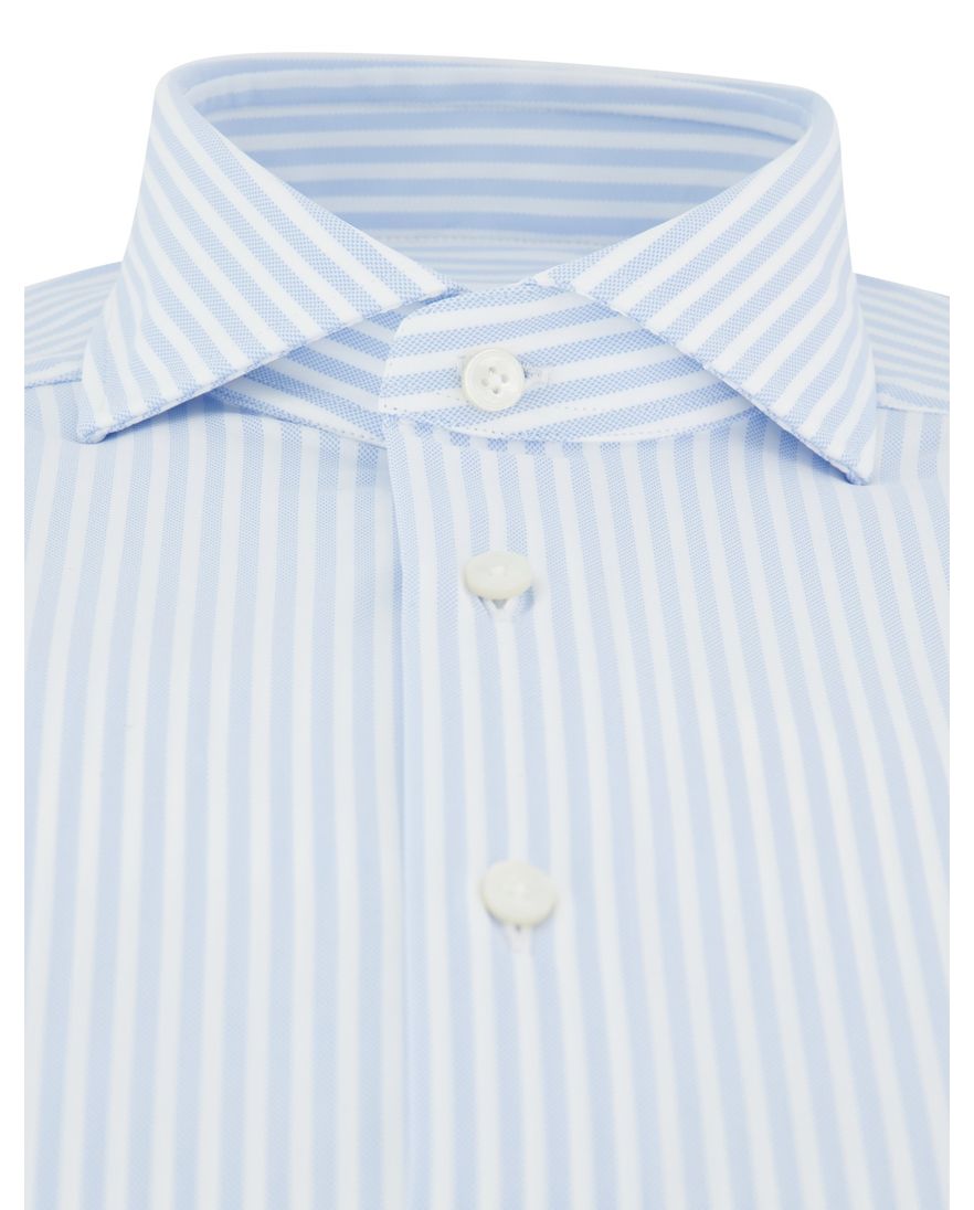 Xacus overhemd lichtblauw gestreept normale fit