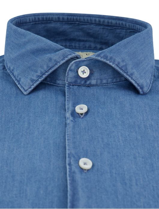 Xacus overhemd blauw cutaway boord