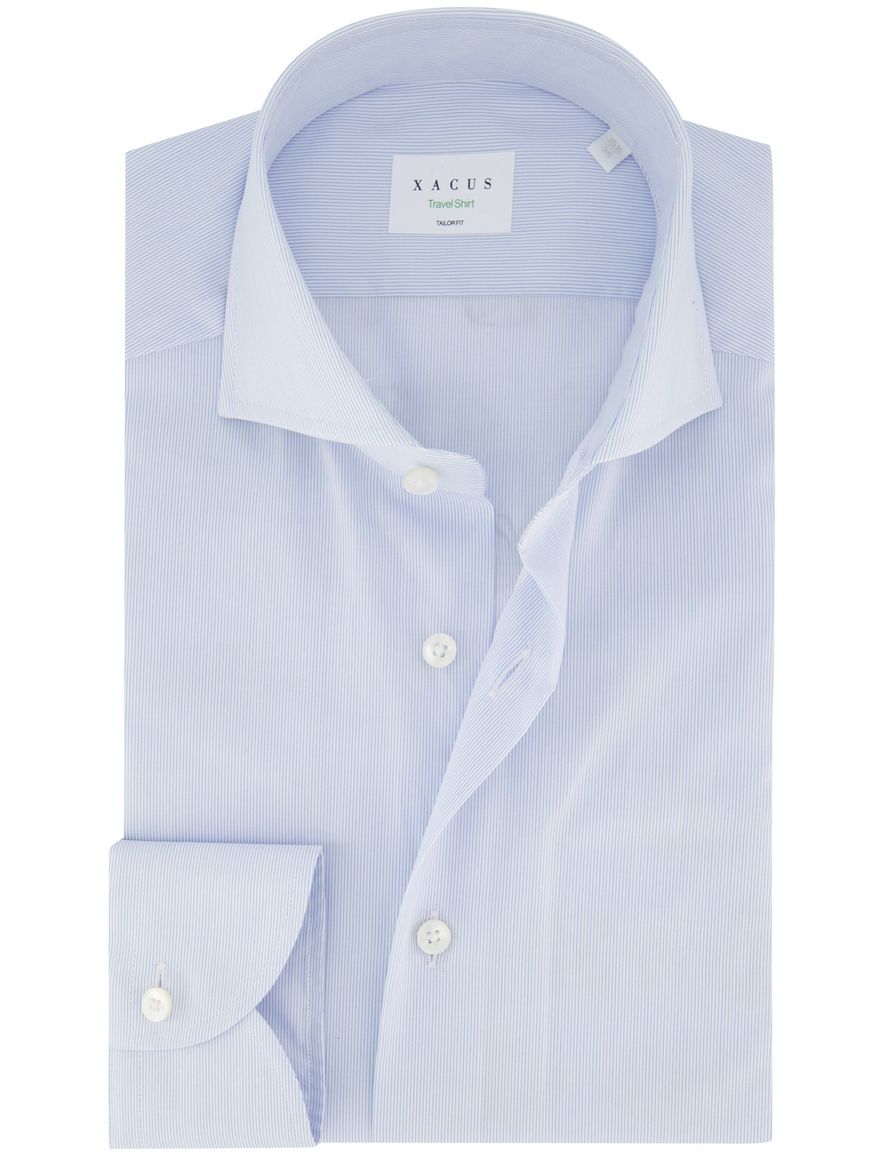 Xacus Tailor Fit overhemd lichtblauw streepje