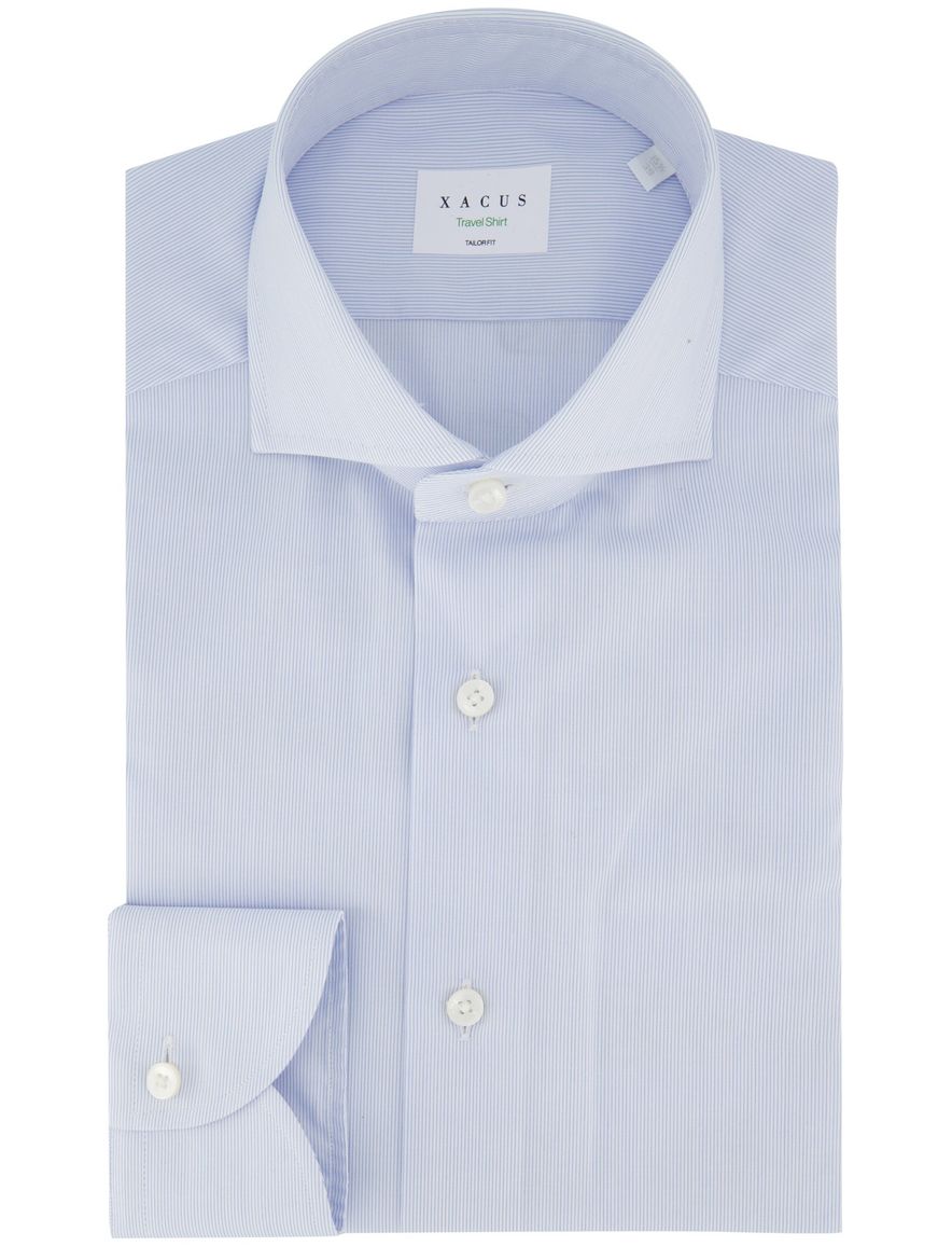 Xacus Tailor Fit overhemd lichtblauw streepje