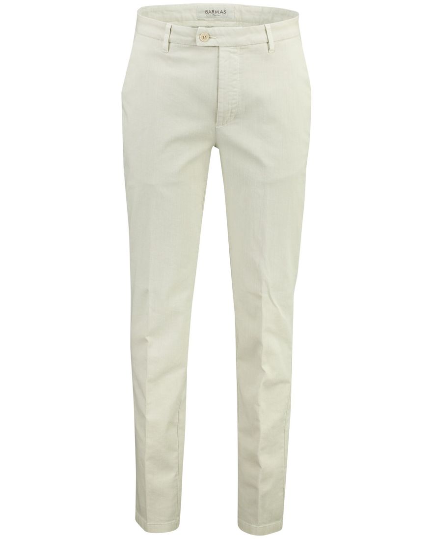 Barmas Roger broek katoen flatfront zonder omslag beige
