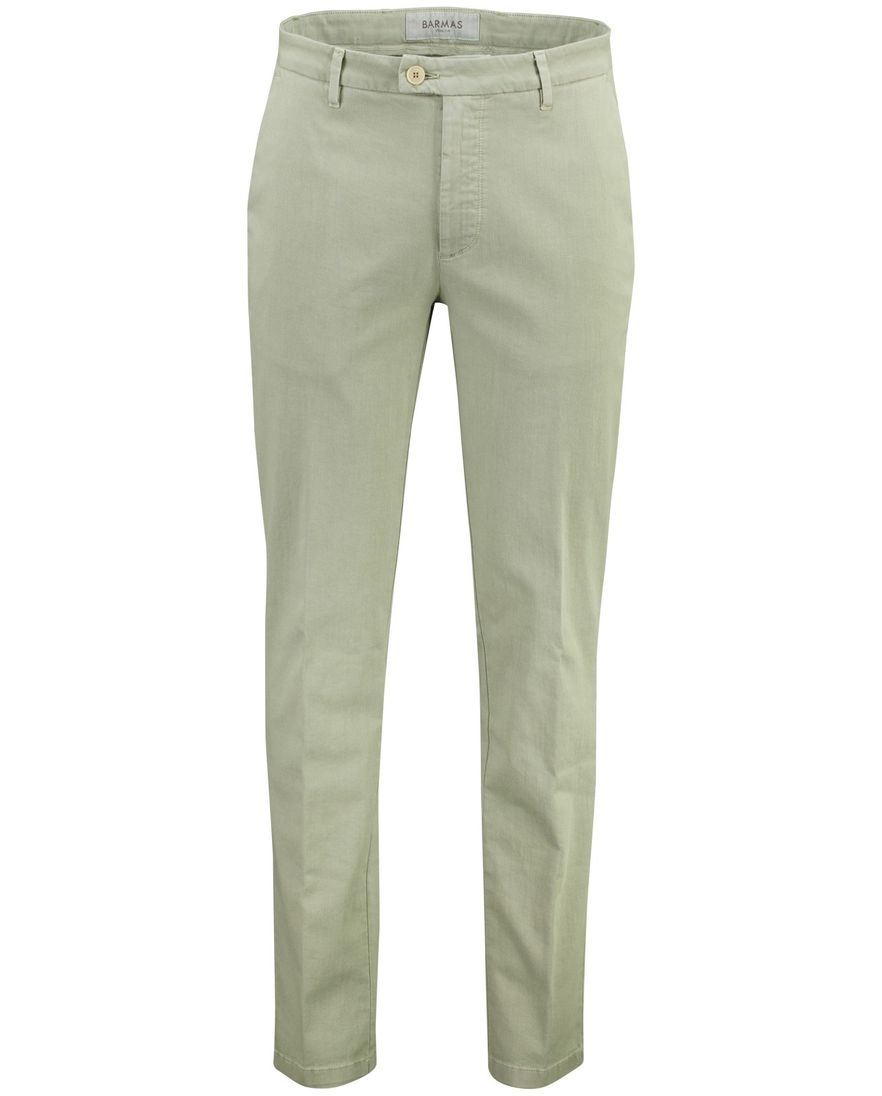 Barmas Roger broek katoen flatfront zonder omslag groen