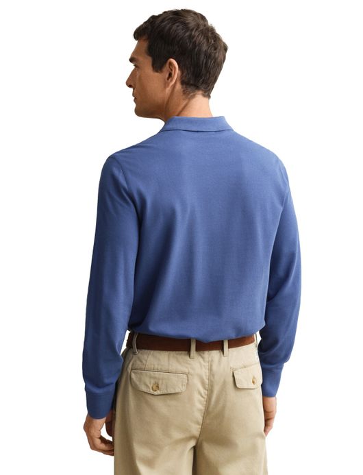 Gant polo blauw 2-knoops lange mouw