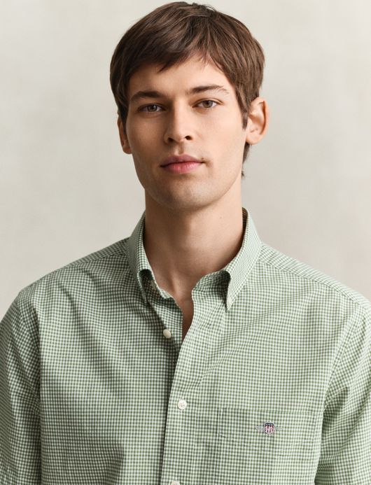 Gant overhemd korte mouw groen geruit