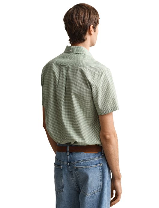 Gant overhemd korte mouw groen geruit