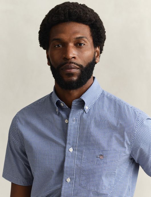 Overhemd Gant met blauw ruitjes en borstzak