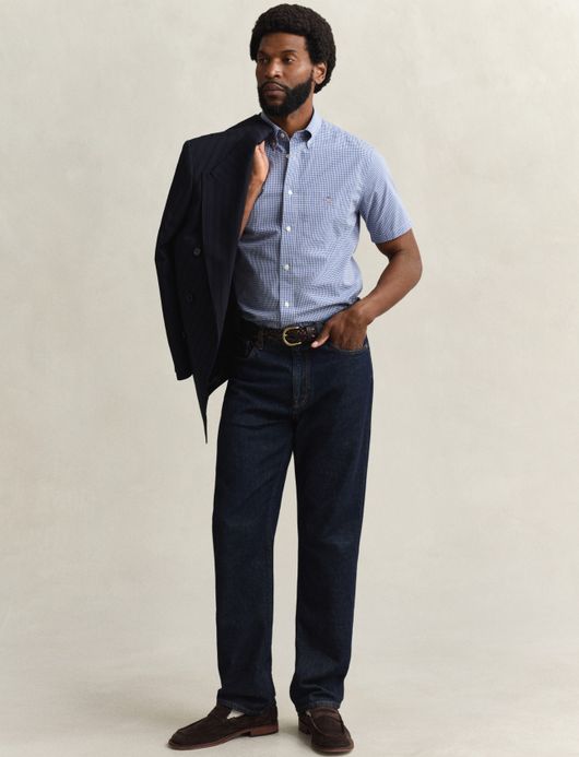 Overhemd Gant met blauw ruitjes en borstzak