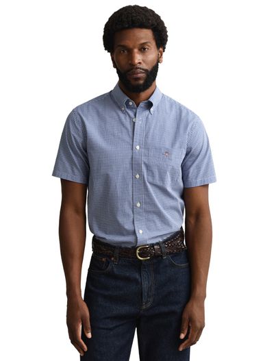 Gant Gant overhemd korte mouw blauw