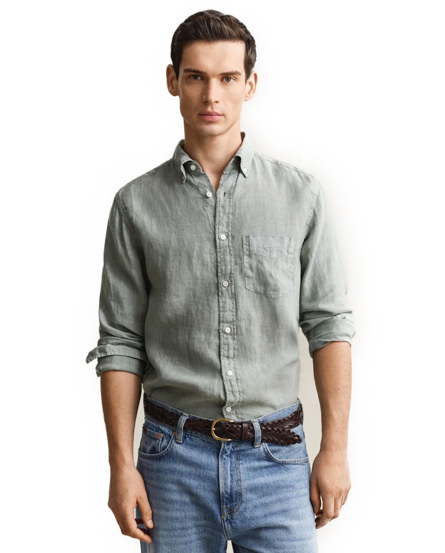 Gant overhemd grijs met borstzak