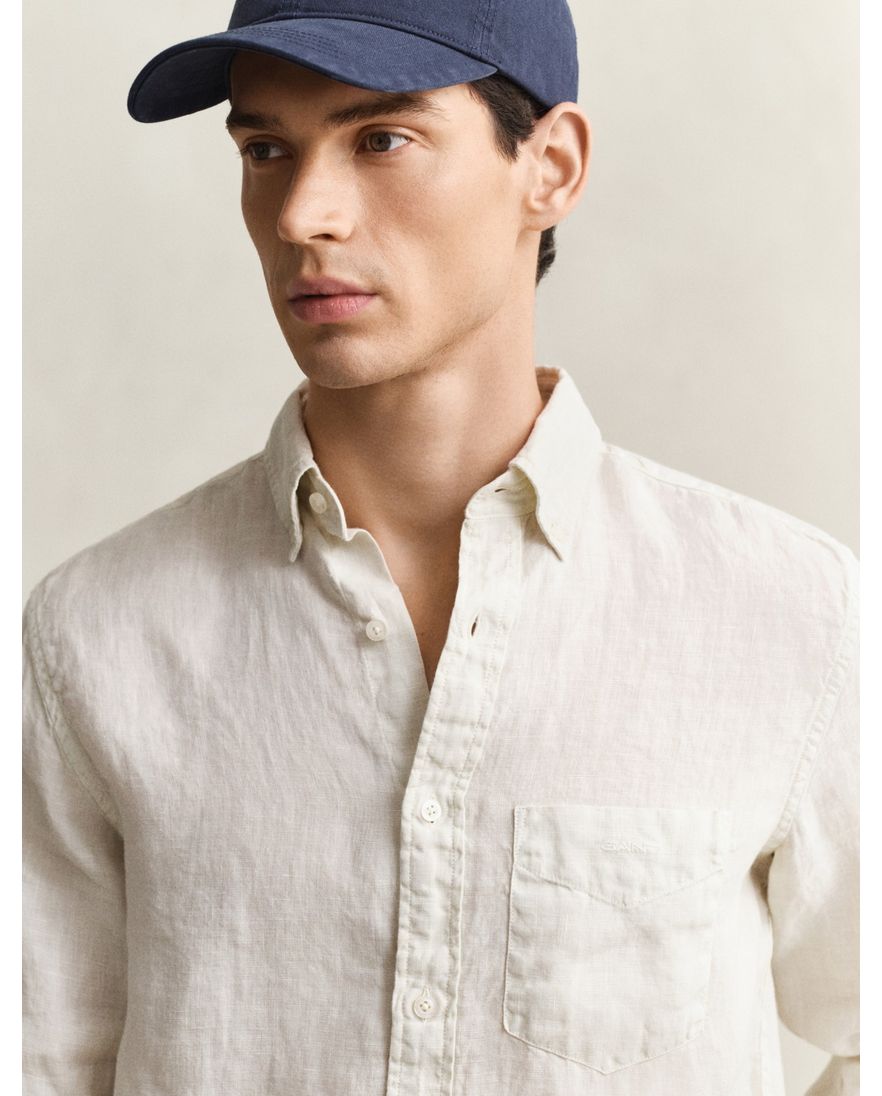 Overhemd gant beige linnen