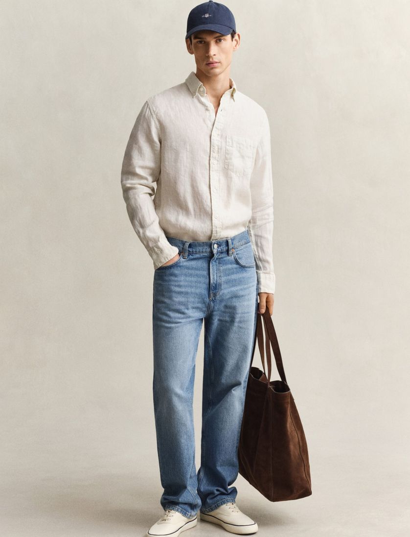 Gant overhemd linnen beige button down