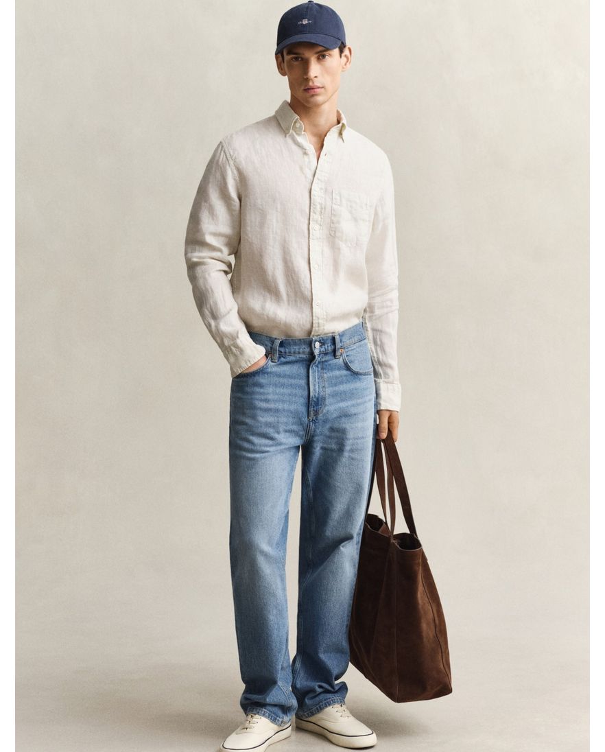 Overhemd gant beige linnen