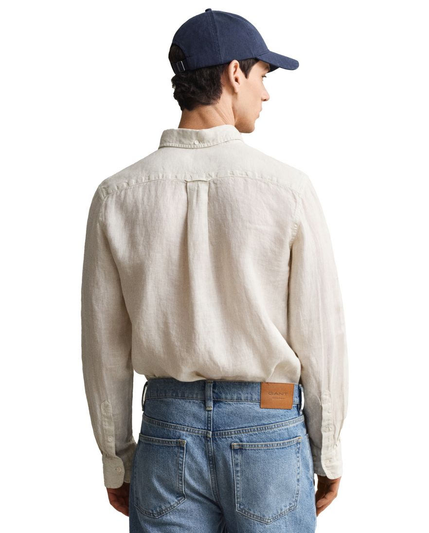 Overhemd gant beige linnen